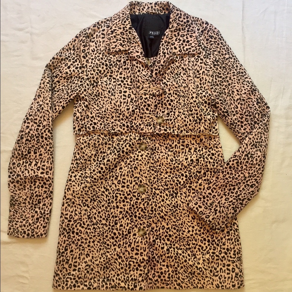 Volcom Leopard Print Trench Coat